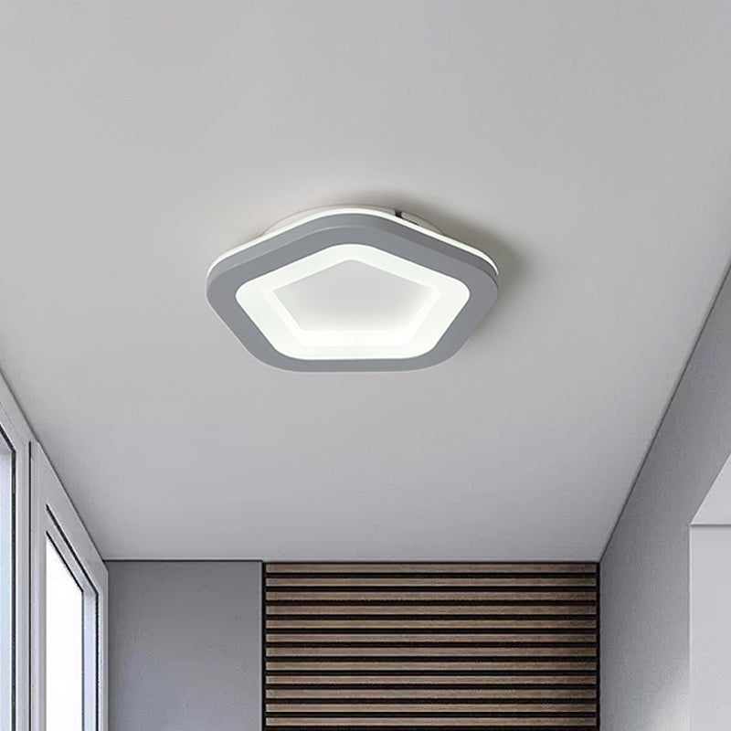 Nordic Integrated LED Flush Light Grey Flower/Square/Pentagon Small Ceiling Mount Light with Acrylic Shade in Warm/White Light