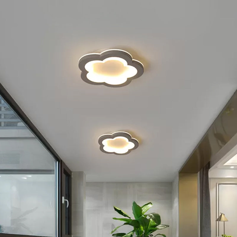 Nordic Integrated LED Flush Light Grey Flower/Square/Pentagon Small Ceiling Mount Light with Acrylic Shade in Warm/White Light