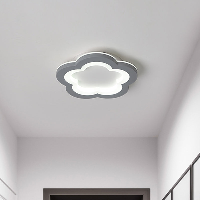 Nordic Integrated LED Flush Light Grey Flower/Square/Pentagon Small Ceiling Mount Light with Acrylic Shade in Warm/White Light