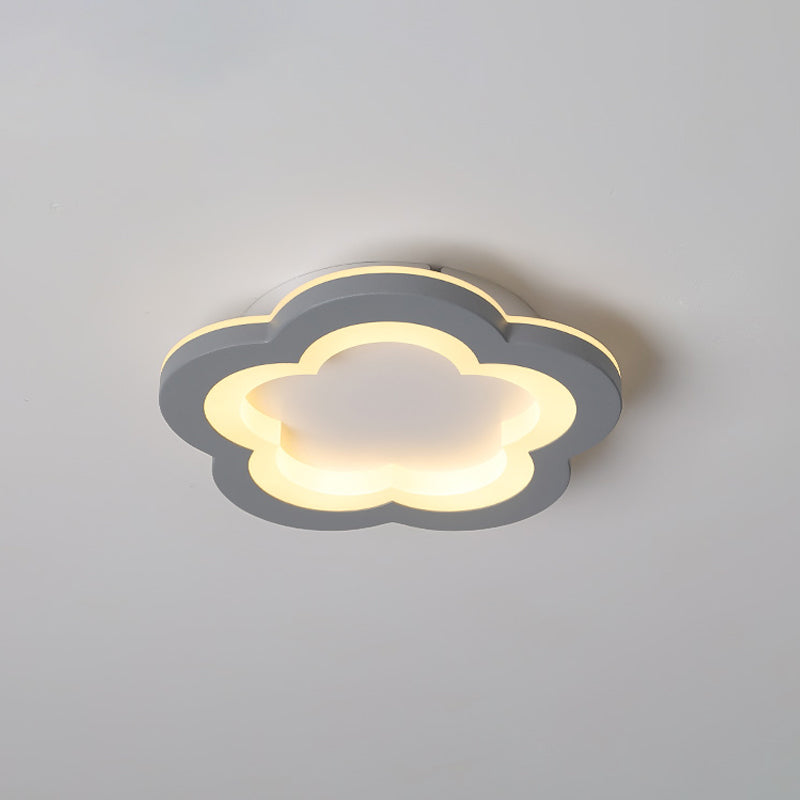 Nordic Integrated LED Flush Light Grey Flower/Square/Pentagon Small Ceiling Mount Light with Acrylic Shade in Warm/White Light