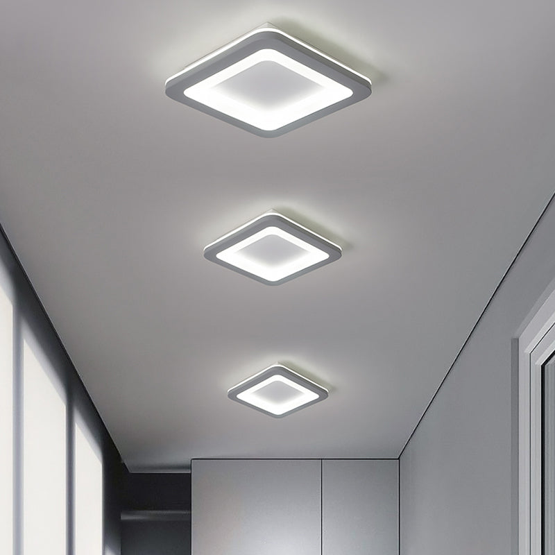 Nordic Integrated LED Flush Light Grey Flower/Square/Pentagon Small Ceiling Mount Light with Acrylic Shade in Warm/White Light
