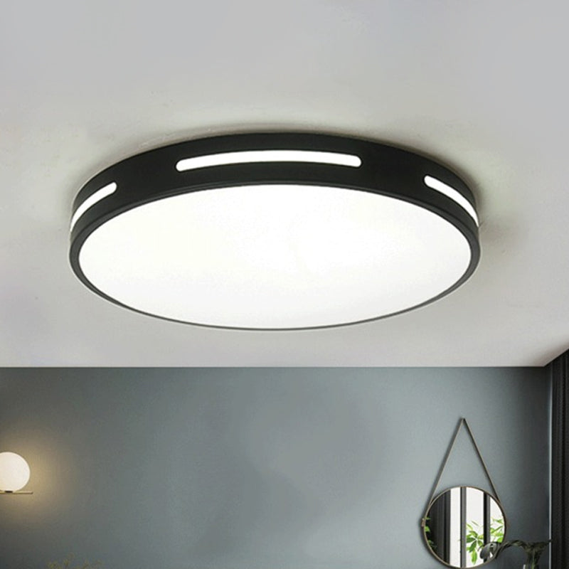 Round Ultra-Thin Bedroom Ceiling Lamp Acrylic Minimalist LED Flush Mount Lighting in Black/White, 9"/16"/19.5" Dia
