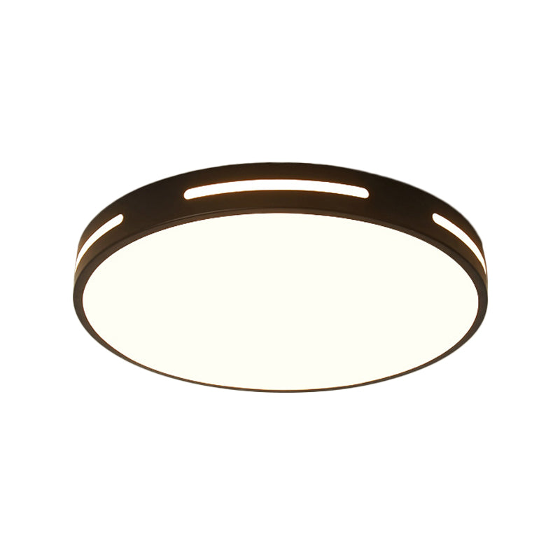 Round Ultra-Thin Bedroom Ceiling Lamp Acrylic Minimalist LED Flush Mount Lighting in Black/White, 9"/16"/19.5" Dia