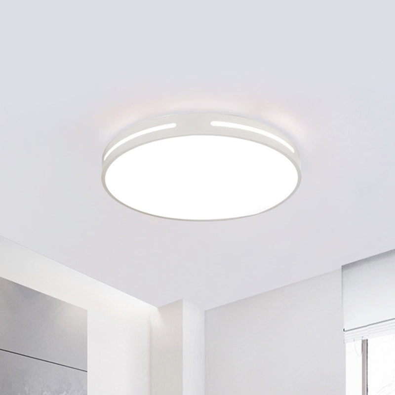 Round Ultra-Thin Bedroom Ceiling Lamp Acrylic Minimalist LED Flush Mount Lighting in Black/White, 9"/16"/19.5" Dia