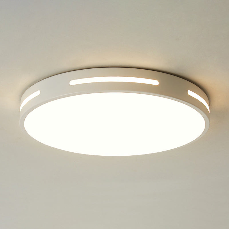 Round Ultra-Thin Bedroom Ceiling Lamp Acrylic Minimalist LED Flush Mount Lighting in Black/White, 9"/16"/19.5" Dia