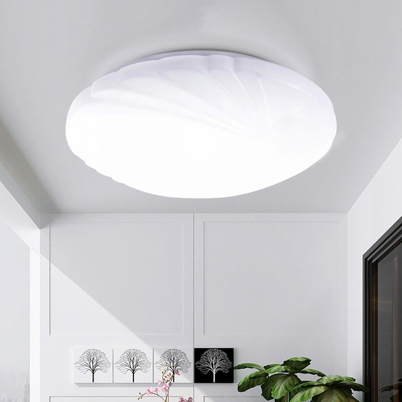 Shell Shaped Kitchen Dinette Flush Mount Acrylic Simple Style LED Ceiling Lamp in White/3 Color Light, 10"/14"/16" Dia