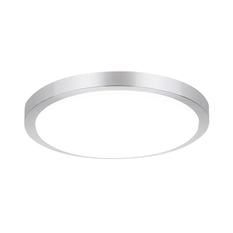 Luz de techo empotrada redonda plateada, lámpara LED empotrada de acrílico Simple de 14 "/16" de ancho en luz cálida/blanca para sala de estar