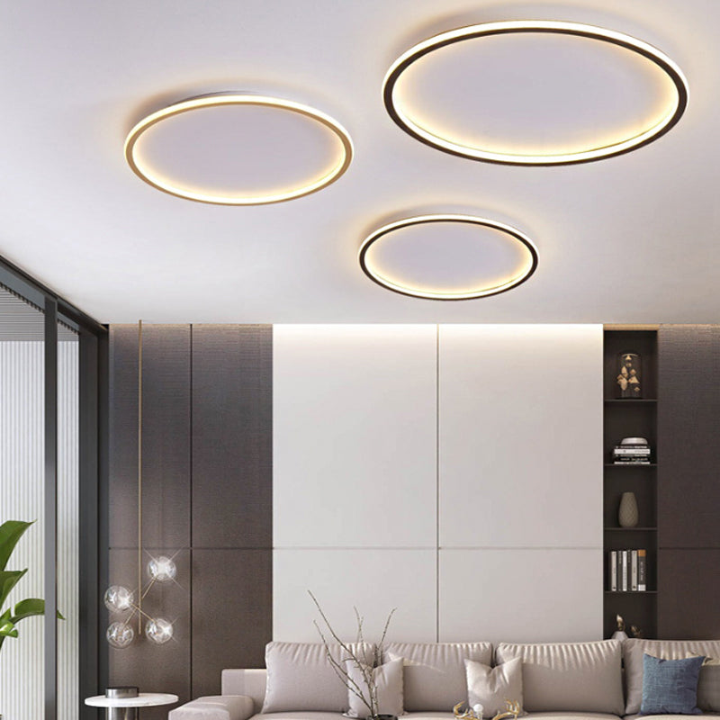 Disc Thin Ceiling Light Fixture Simple Style Metal Living Room LED Flushmount Lighting in Gold, 12"/19.5"/23.5" W