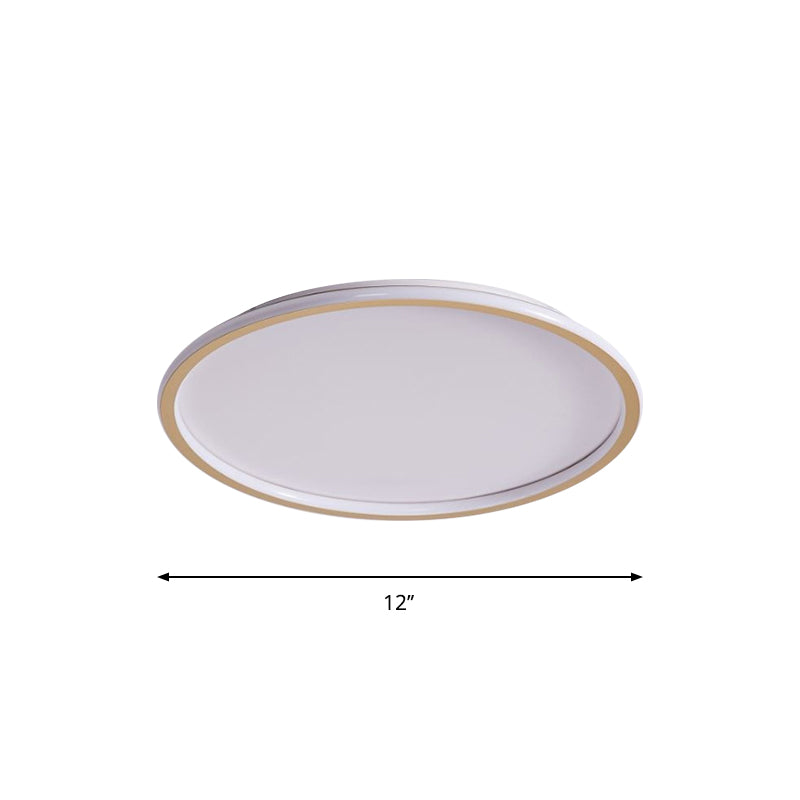Disc Thin Ceiling Light Fixture Simple Style Metal Living Room LED Flushmount Lighting in Gold, 12"/19.5"/23.5" W