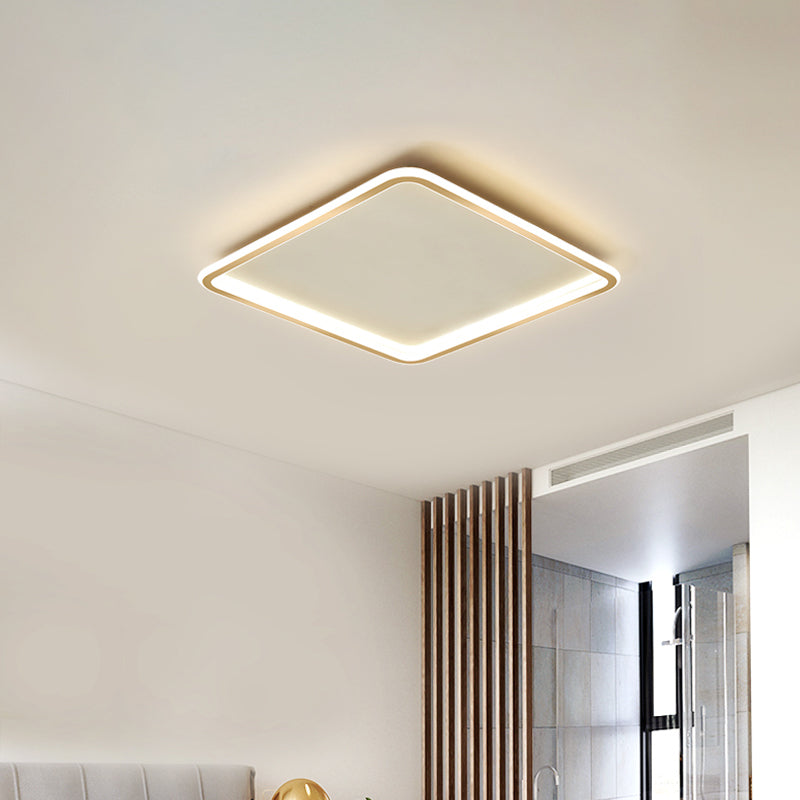 Goud extra dunne vierkante plafondlamp minimalisme acryl LED inbouwlamp in warm/wit licht, 16"/19,5"/23,5" breed
