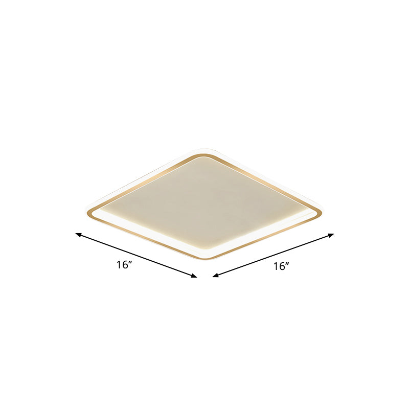 Goud extra dunne vierkante plafondlamp minimalisme acryl LED inbouwlamp in warm/wit licht, 16"/19,5"/23,5" breed