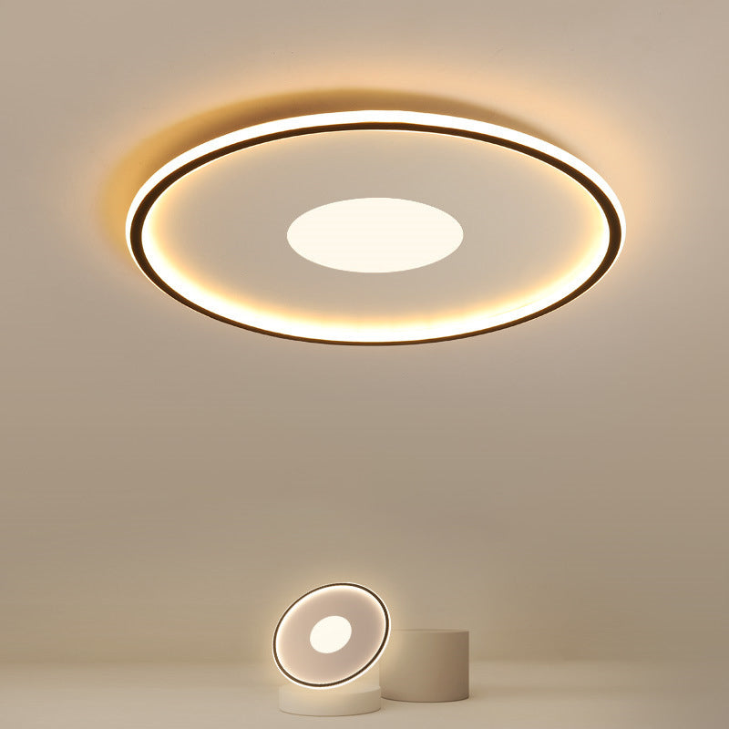 Disk-Shaped Ultrathin Ceiling Lighting Minimalist Acrylic Black/Gold LED Flush Mount for Bedroom, 12"/19.5"/23.5" Dia