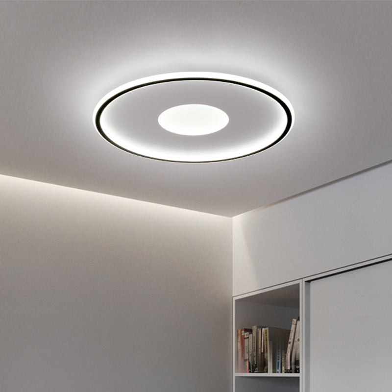 Iluminación de techo ultrafina en forma de disco, montaje empotrado LED minimalista acrílico negro/dorado para dormitorio, 12 "/19,5"/23,5 "de diámetro