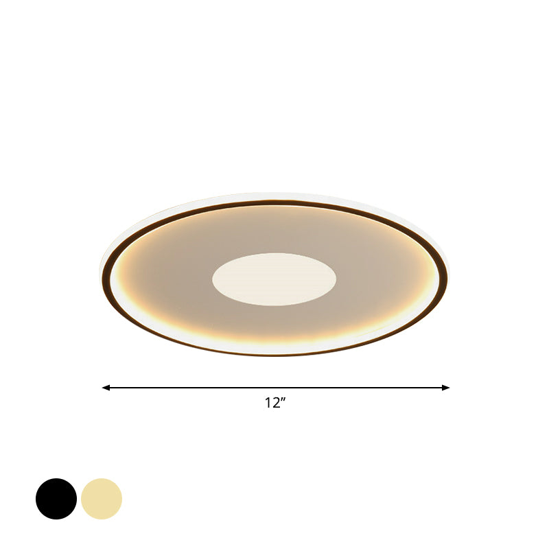 Disk-Shaped Ultrathin Ceiling Lighting Minimalist Acrylic Black/Gold LED Flush Mount for Bedroom, 12"/19.5"/23.5" Dia
