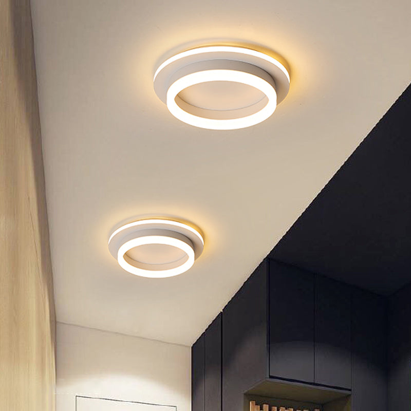 Ronde/vierkante inbouwplafondlamp Minimalistisch acryl Zwart/wit LED-inbouwverlichting in warm/wit licht voor slaapkamer
