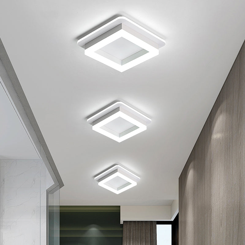 Luz de techo empotrada redonda/cuadrada, iluminación LED empotrada minimalista de acrílico negro/blanco en luz blanca/cálida para dormitorio