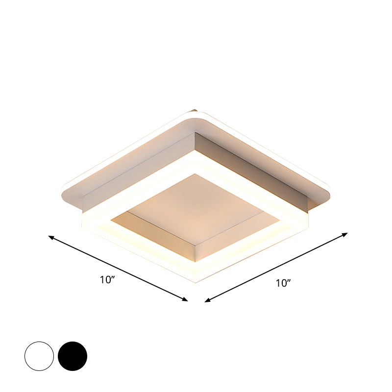 Ronde/vierkante inbouwplafondlamp Minimalistisch acryl Zwart/wit LED-inbouwverlichting in warm/wit licht voor slaapkamer