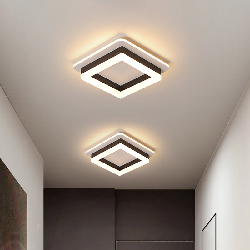 Ronde/vierkante inbouwplafondlamp Minimalistisch acryl Zwart/wit LED-inbouwverlichting in warm/wit licht voor slaapkamer