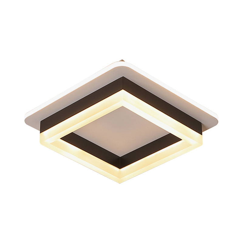 Ronde/vierkante inbouwplafondlamp Minimalistisch acryl Zwart/wit LED-inbouwverlichting in warm/wit licht voor slaapkamer