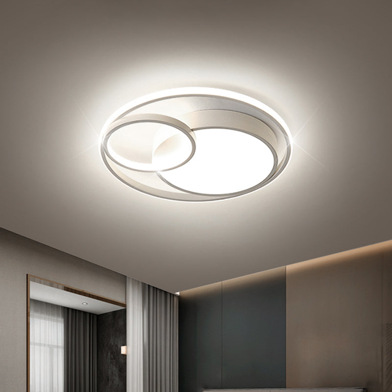 16"/19"/23.5" Dia Minimal LED Flush Light Black/White Circular Flush Mount Ceiling Lighting with Acrylic Shade