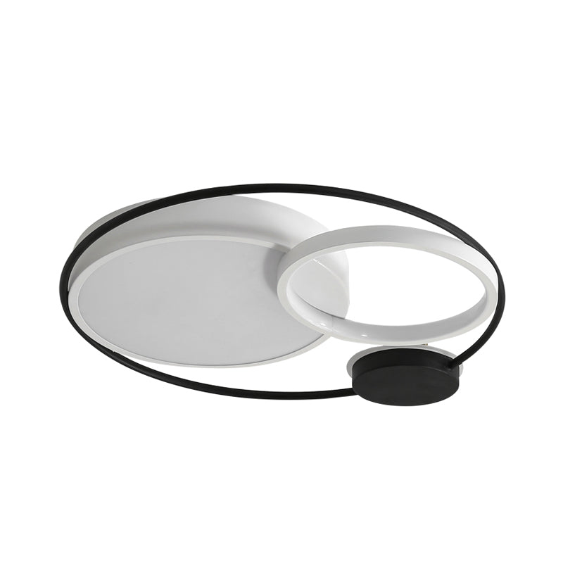 Nordic Neuheit Kreis-Deckenbeleuchtung Metallic 16"/19"/23,5" breite LED-Schlafzimmer-Unterputzleuchte in Schwarz/Grau