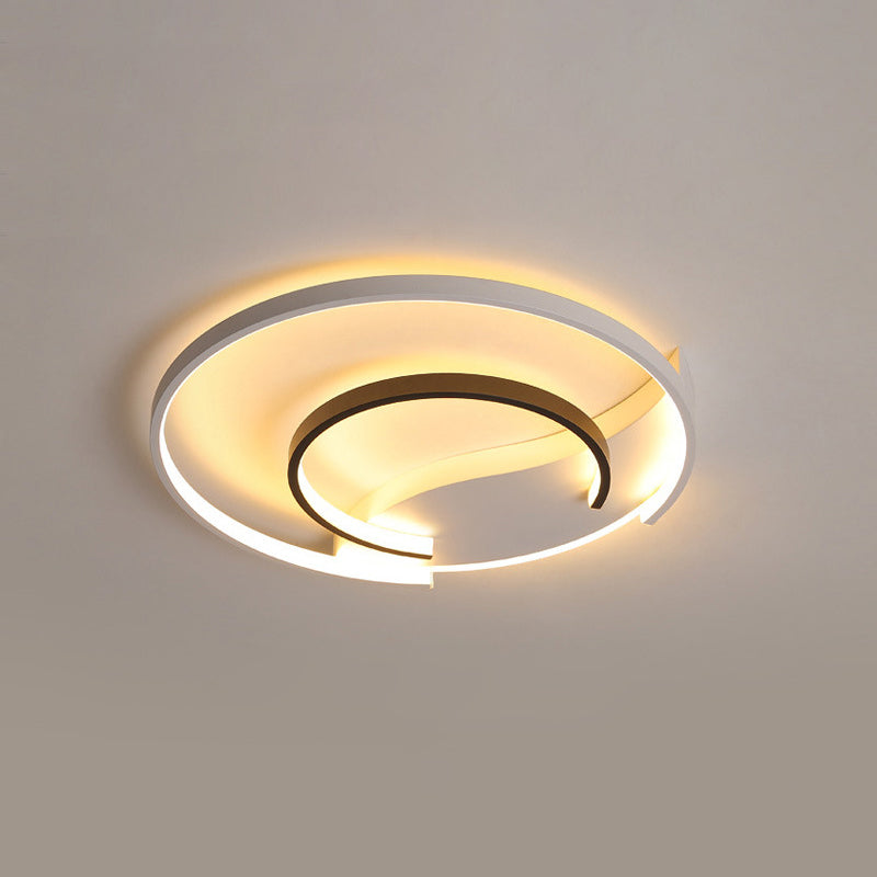 16"/19.5" Dia Acrylic Hoop Ceiling Lamp Simplicity Black-White LED Flush Mounted Light in Warm/White/3 Color Light