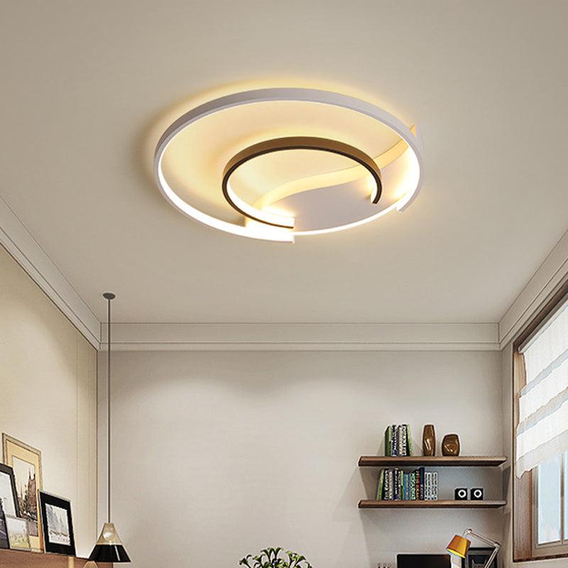 16"/19.5" Dia Acrylic Hoop Ceiling Lamp Simplicity Black-White LED Flush Mounted Light in Warm/White/3 Color Light