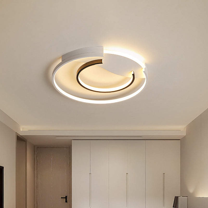 16"/19.5" Dia Acrylic Hoop Ceiling Lamp Simplicity Black-White LED Flush Mounted Light in Warm/White/3 Color Light