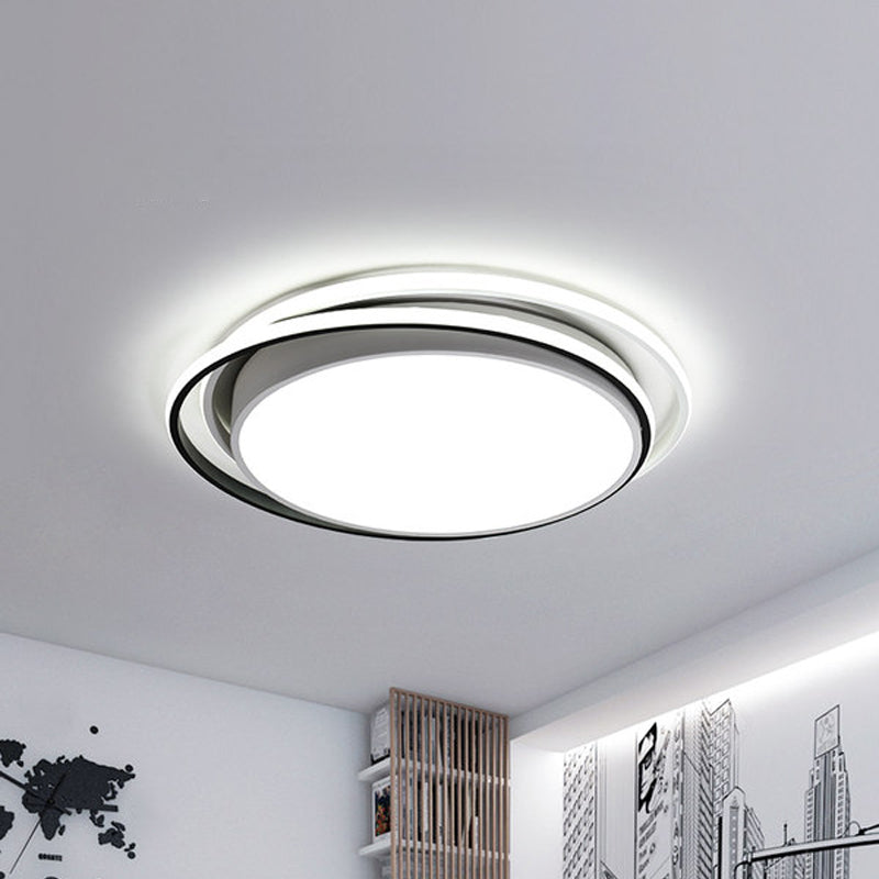 15 "/19" W W Extra - Thin Round Flush Light Minimalism Acrylic Hotel LED Tetto montato con Glowing Hoop in Black / White / Gold