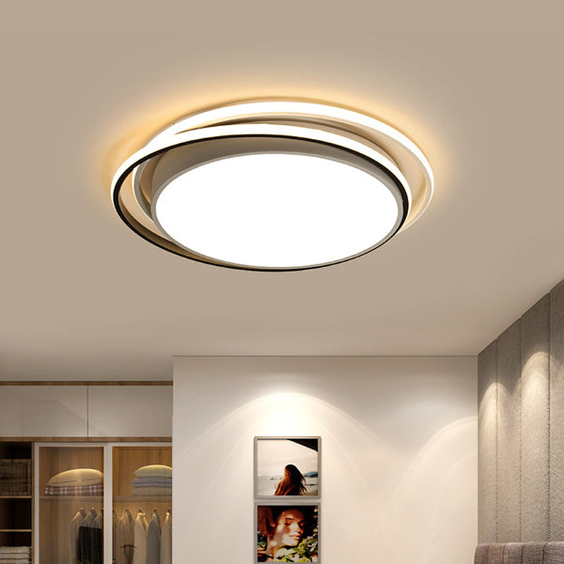 15 "/19" W W Extra - Thin Round Flush Light Minimalism Acrylic Hotel LED Tetto montato con Glowing Hoop in Black / White / Gold
