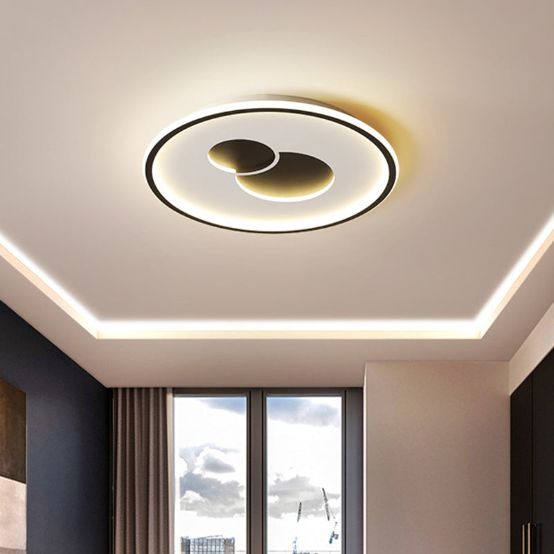 16"/19.5" Dia Circular LED Flushmount Simplicity Acrylic Bedroom Close to Ceiling Light in Black/Gold
