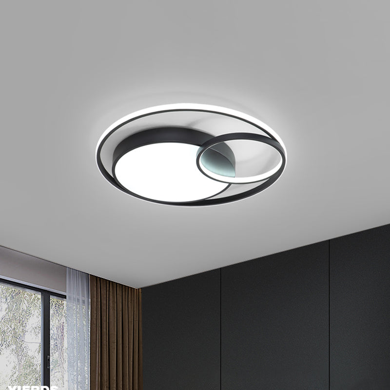 Lampe circulaire encastrée Simple en acrylique, plafonnier LED noir/blanc/or pour dortoir, lumière blanche/3 couleurs