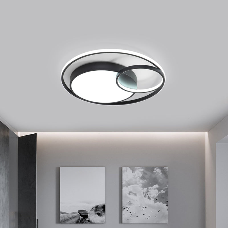 Lampe circulaire encastrée Simple en acrylique, plafonnier LED noir/blanc/or pour dortoir, lumière blanche/3 couleurs
