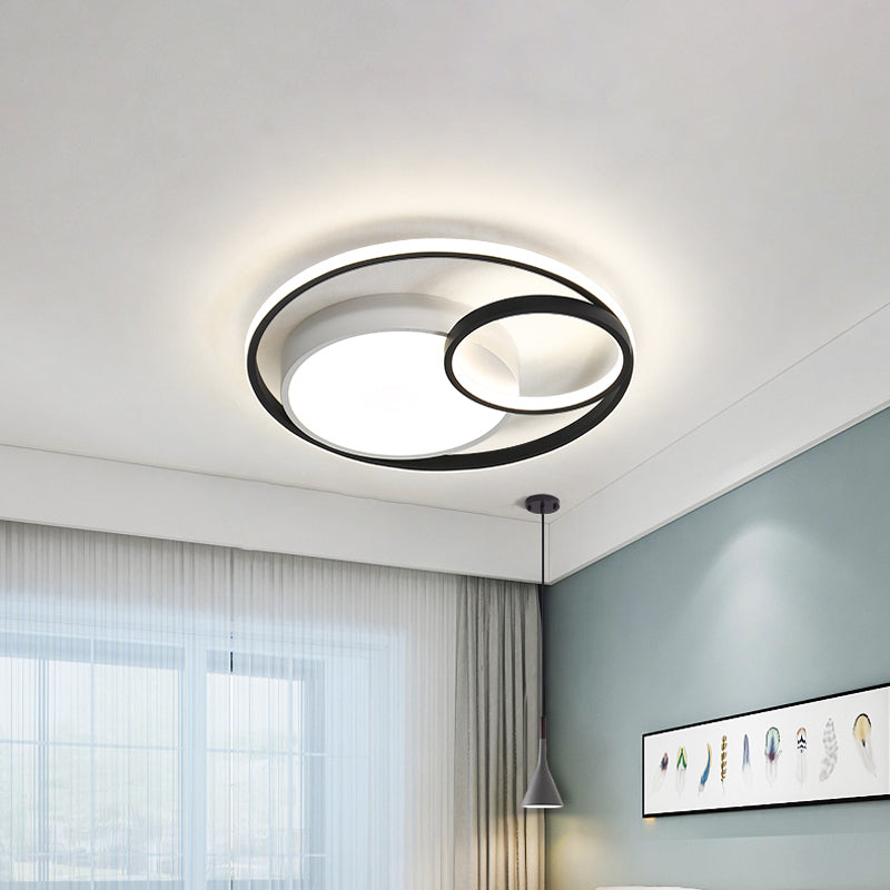 Lampe circulaire encastrée Simple en acrylique, plafonnier LED noir/blanc/or pour dortoir, lumière blanche/3 couleurs