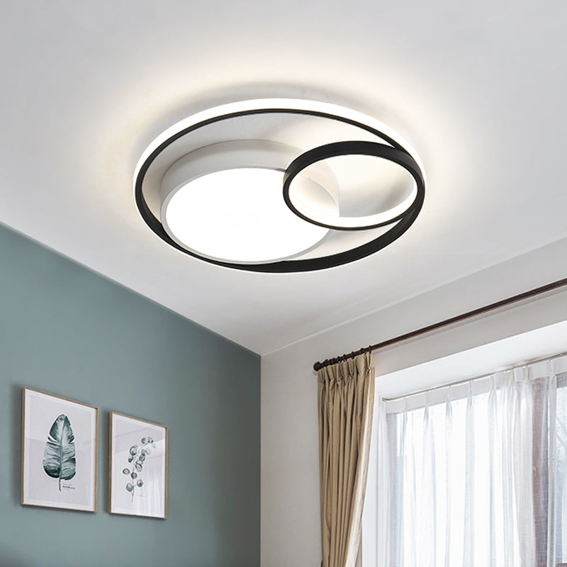 Lámpara circular empotrada, lámpara de techo LED acrílica Simple negra/blanca/dorada para dormitorio, luz blanca/de 3 colores