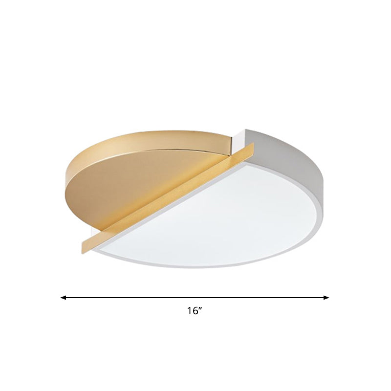 Sunrise Design Round LED Flush Light Modern Style Metal 16"/23.5" W LED Bedroom Ceiling Mount Lamp in White/3 Color Light