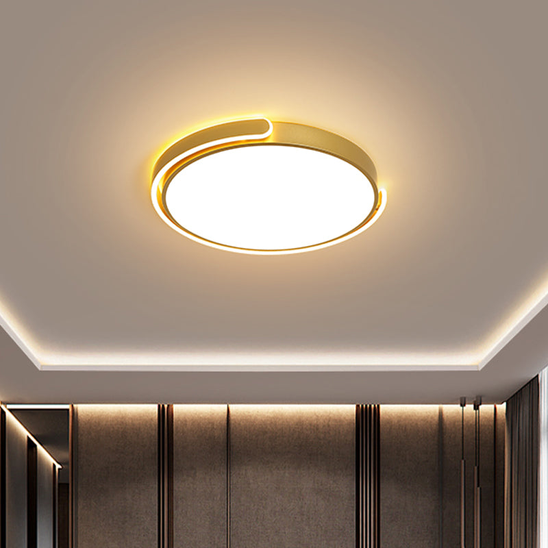 Lampada da soffitto a LED Simplicity Nero/Bianco/Oro Rotondo con montaggio ad incasso con paralume in acrilico, luce calda/bianca