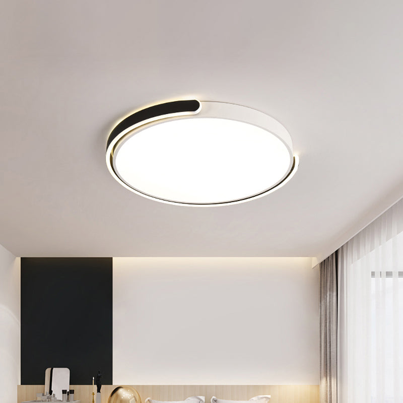 Lampada da soffitto a LED Simplicity Nero/Bianco/Oro Rotondo con montaggio ad incasso con paralume in acrilico, luce calda/bianca