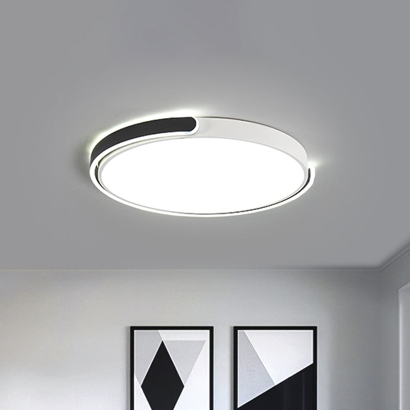 Lampada da soffitto a LED Simplicity Nero/Bianco/Oro Rotondo con montaggio ad incasso con paralume in acrilico, luce calda/bianca