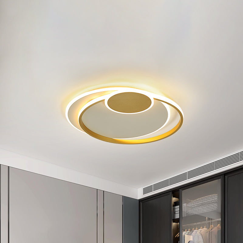 Cerchio Metallo Soffitto Montaggio Light Simplicity 16,5 "/20.5" Wide LED Gold Flushmount in Warm / White/3 Color Light per Bedroom