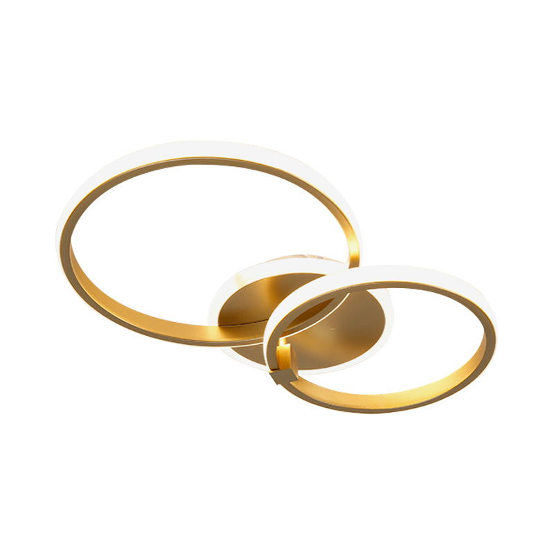 Multi-runde/quadratische LED-Deckenleuchte aus Metall, Minimalismus, 2/4 Lichter, Gold-Finish, halbbündige Montageleuchte