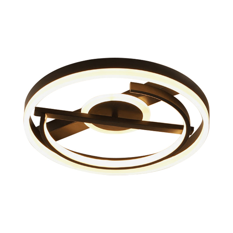 Plafonnier circulaire en aluminium pour hôtel, plafonnier LED minimaliste en noir/blanc, 16"/19,5" de diamètre