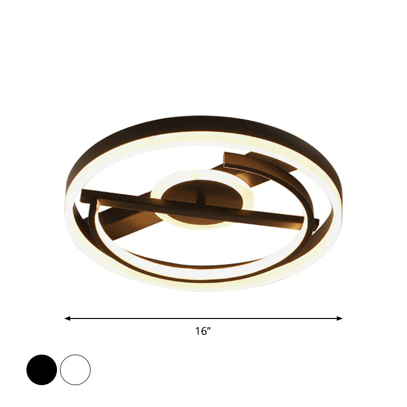 Plafonnier circulaire en aluminium pour hôtel, plafonnier LED minimaliste en noir/blanc, 16"/19,5" de diamètre