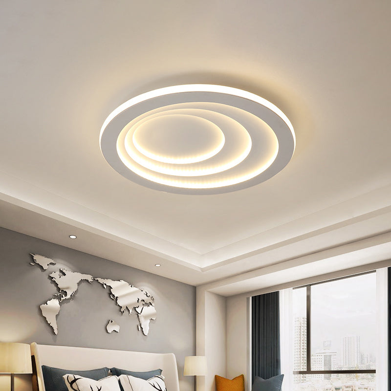 White Rippling Ceiling Flush Mount Minimalist LED Acrylic Flush Light in Warm/White Light, 16"/19.5"/23.5" Width