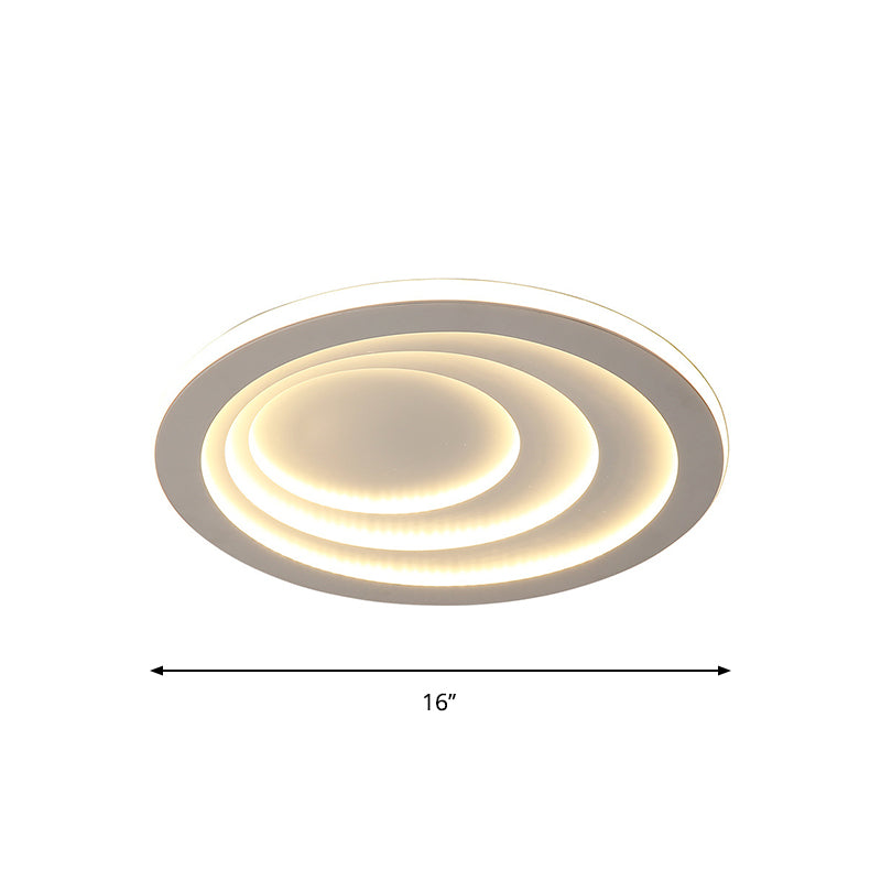 White Rippling Ceiling Flush Mount Minimalist LED Acrylic Flush Light in Warm/White Light, 16"/19.5"/23.5" Width