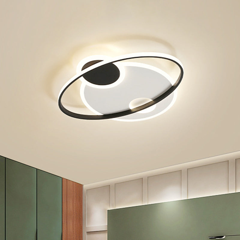 Black and White Orbit Flushmount Modern 19"/23.5" Wide LED Acrylic Flush Mount Ceiling Light in Warm/White Light