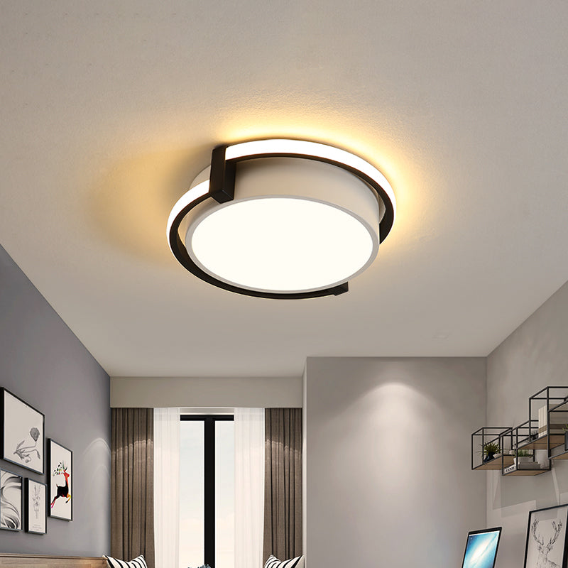 12"/16"/19.5" W Dorm Room LED Flushmount Minimalist Grey/White Flush Mount Ceiling Light with Round Acrylic Shade