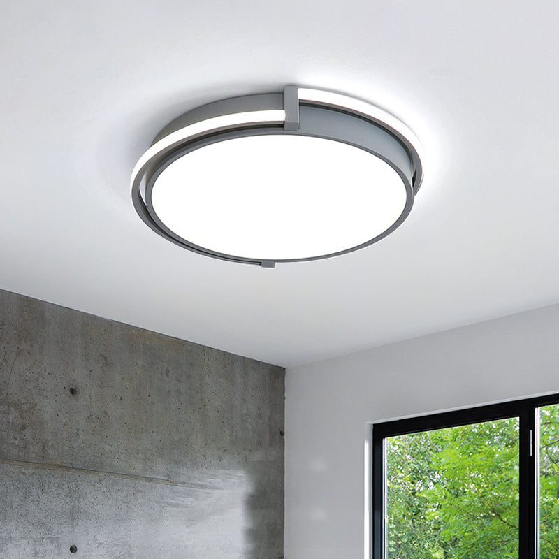 12"/16"/19.5" W Dorm Room LED Flushmount Minimalist Grey/White Flush Mount Ceiling Light with Round Acrylic Shade