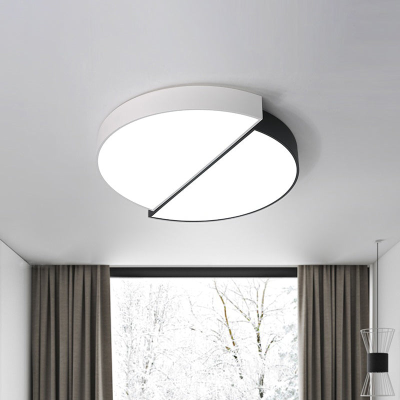 Lampada da incasso rotonda a fessura in acrilico nordico 11"/19"/23" diametro LED plafoniera per camera da letto in bianco-nero
