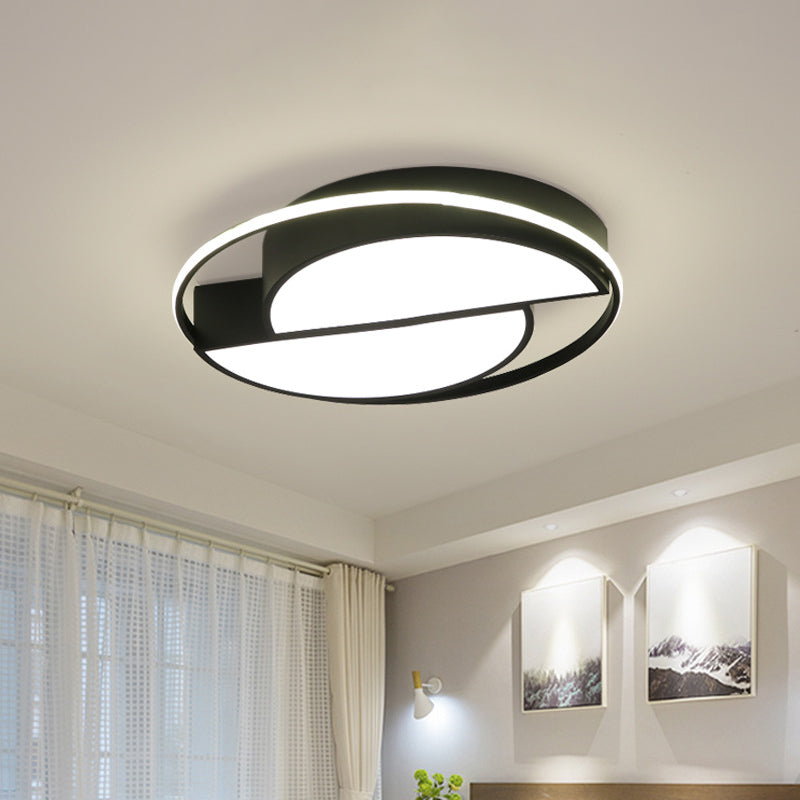 Semicircle Acrylic Flush Ceiling Light Modern Black LED Flush Mounted Lamp with Glowing Ring
